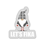 Let's Fika, Scandinavian Tomte Gnome Swedish Coffee  Sticker (Peel N'Stick)